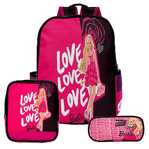 Mochila Feminina Infantil Barbie com Lancheira Estojo Costa
